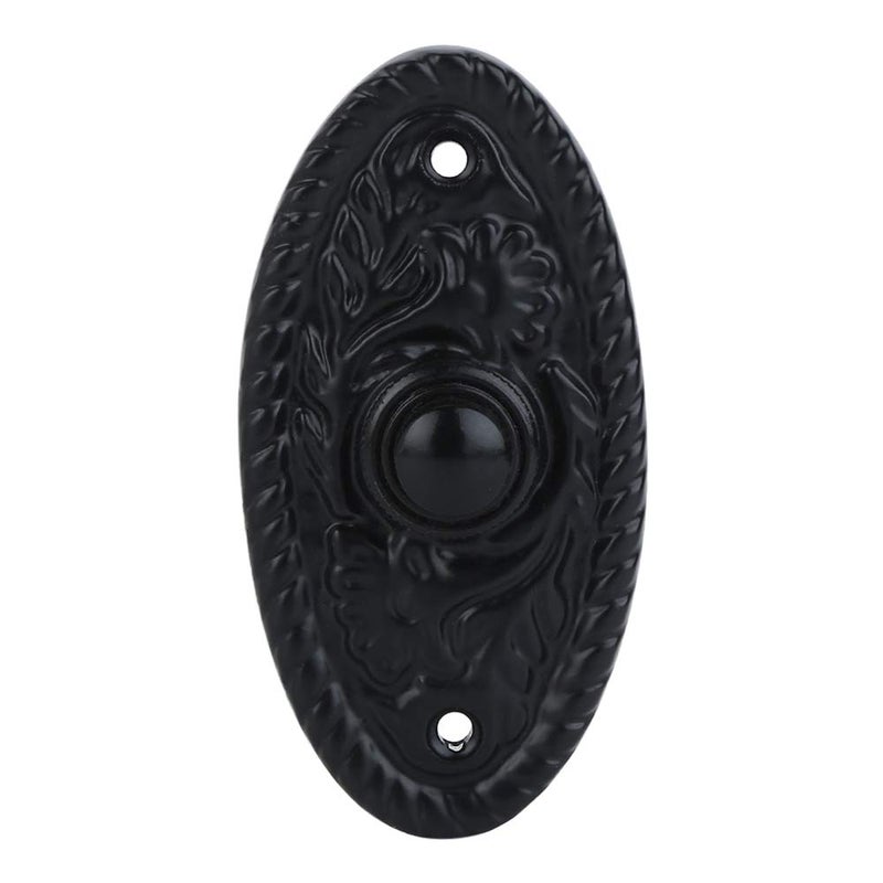 A29 Black Powder Coated Antique Doorbell Button â€“ 3 3/8" x 1 3/4" â€“ Vintage Style Cast Iron Construction with Recess Mount â€“ Wired for Two-Wire Chimes, Durable Weather Resistant Finish, DIY Install - Image 1